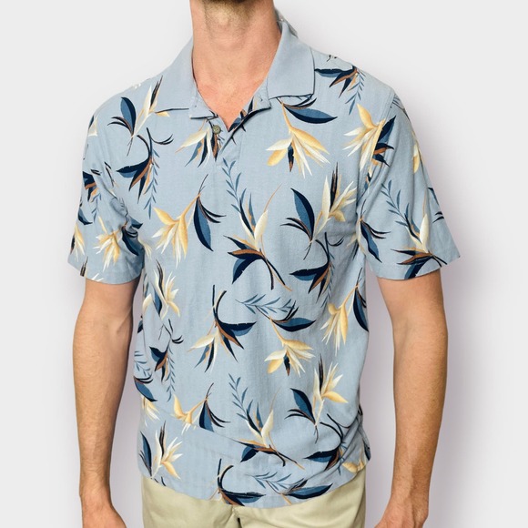 90s Arrow Light Blue Tropical‎ Polo Shirt - Picture 2 of 6